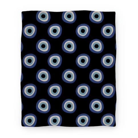 Evil Eye Pattern Black Blanket
